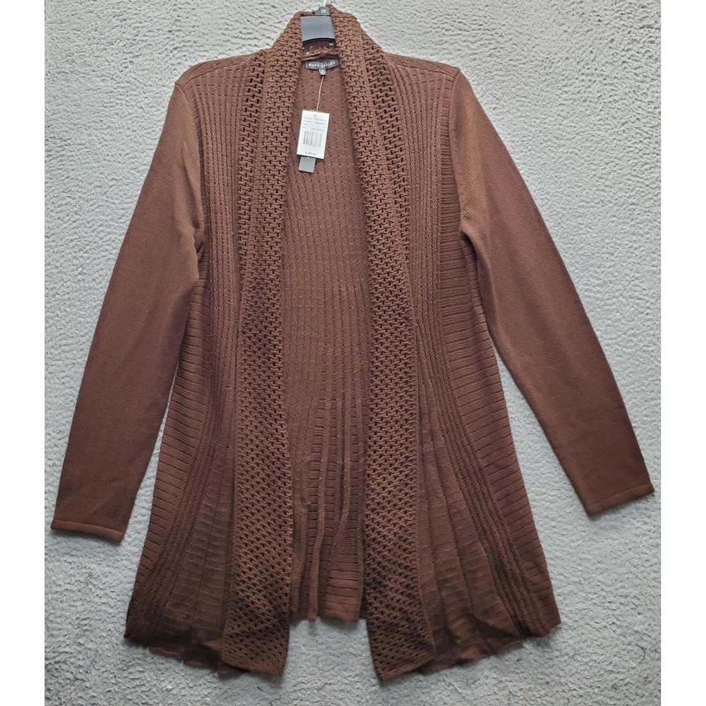 Napa Valley Cardigan Sweater Womens Medium Brown Long Sleeve Cinnamon Open Front